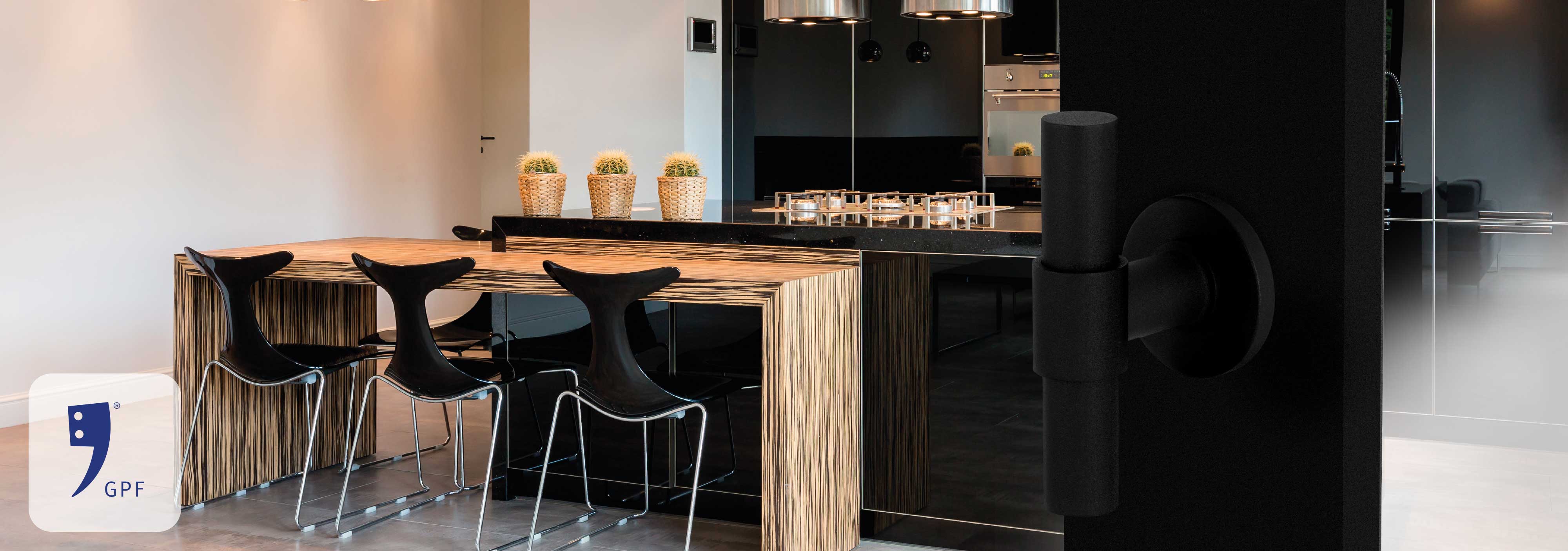 Stylish kitchen interior in black